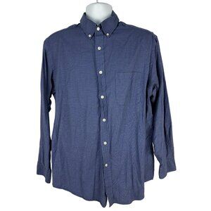 Roundtree And Yorke Mens Blue Check Long Sleeve Button Down Shirt Size L Cotton